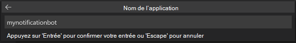 Capture d’écran montrant où entrer le nom de l’application.