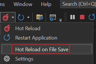 Capture d’écran montrant la sélection d’un rechargement à chaud lors de l’enregistrement du fichier.