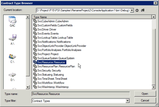 Utilisation du navigateur de type de contrat