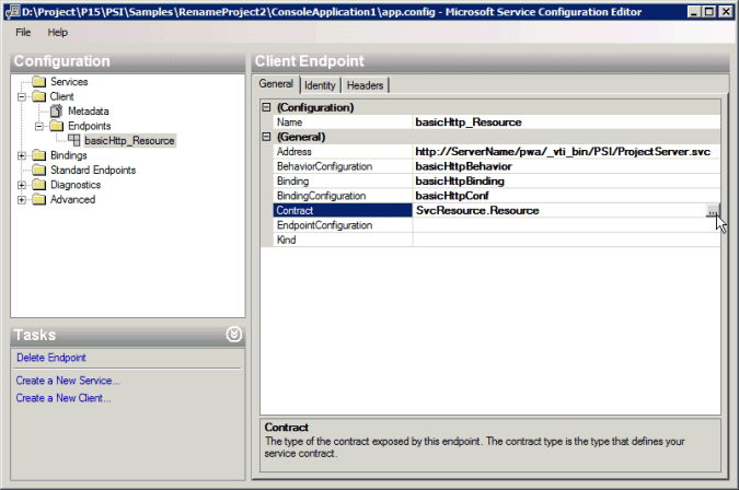 Utilisation de l’éditeur de configuration du service WCF