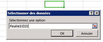 Boîte de dialogue Sélectionner des données.