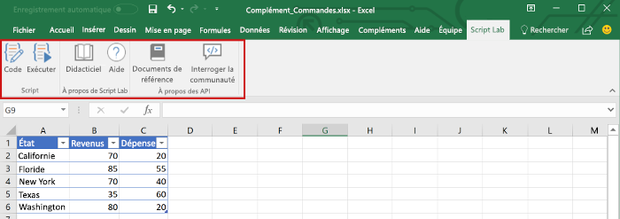 Commandes de complément dans Excel.