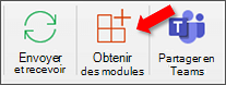 Ruban Outlook sur Mac pointant vers le bouton Obtenir des compléments.