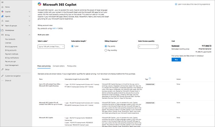 Sélectionnez votre plan et choisissez Acheter