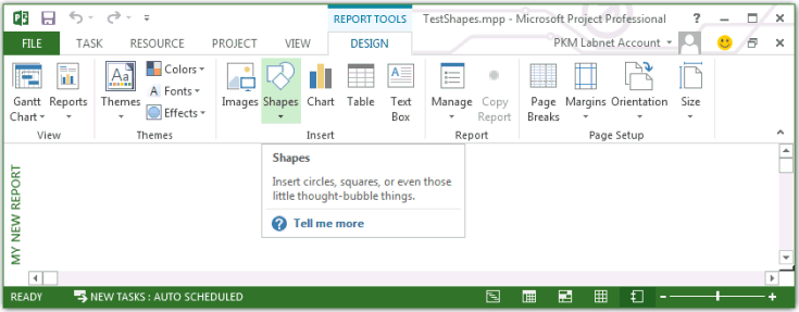 Création d’un rapport dans Project