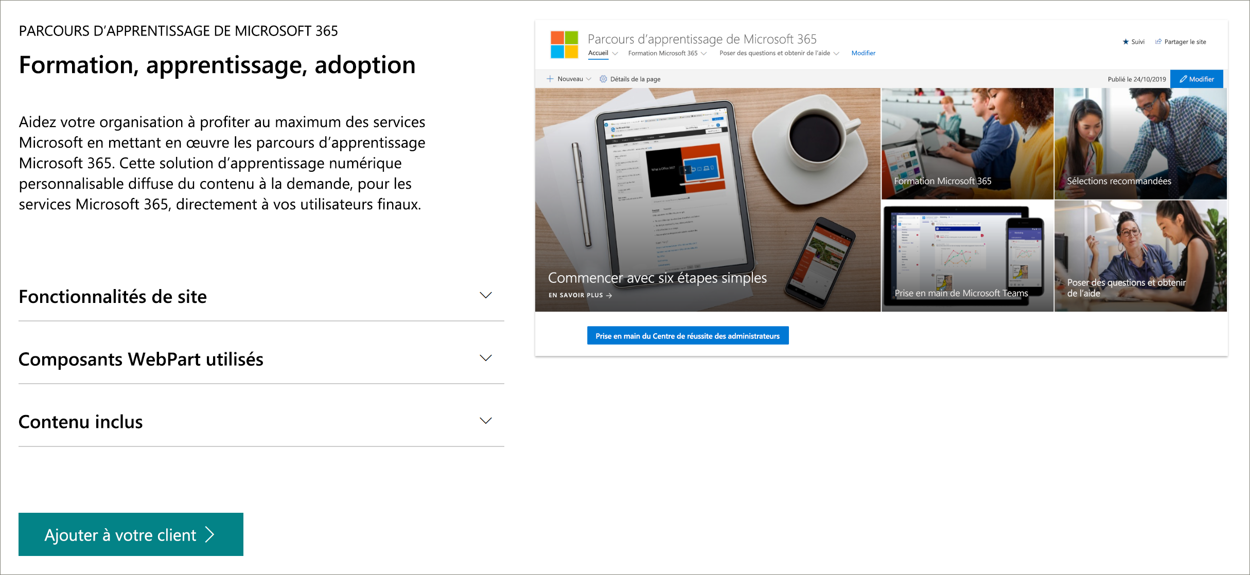 Page d’approvisionnement du look book SharePoint