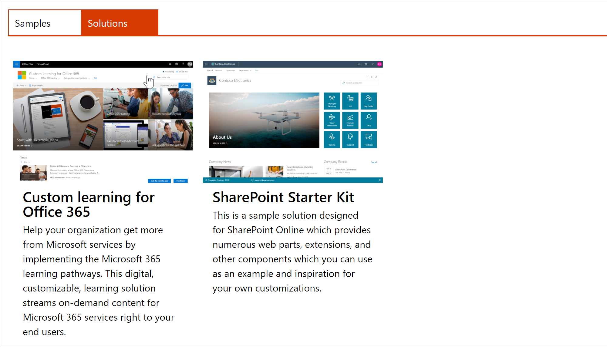 Écran dans lequel vous sélectionnez Apprentissage personnalisé pour Office 365.