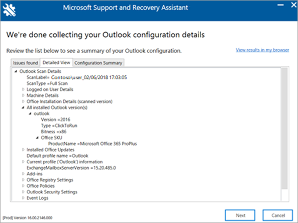 Analyser Outlook à l'aide de l'Assistant Support et récupération de  Microsoft - Outlook | Microsoft Learn