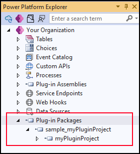 Au sein de Power Platform Explorer, vous pouvez afficher les packages de plug-in disponibles