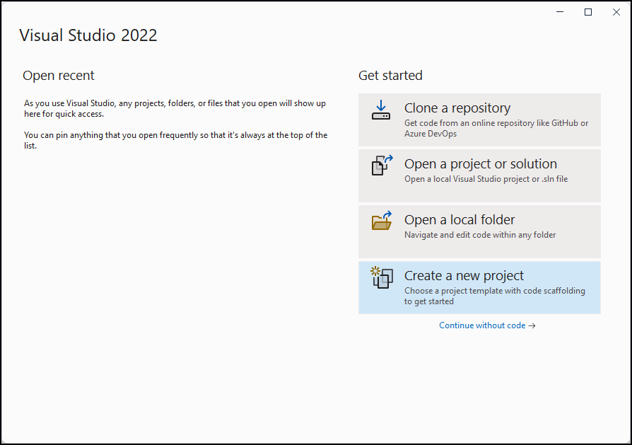 Ouvrir Visual Studio 2022