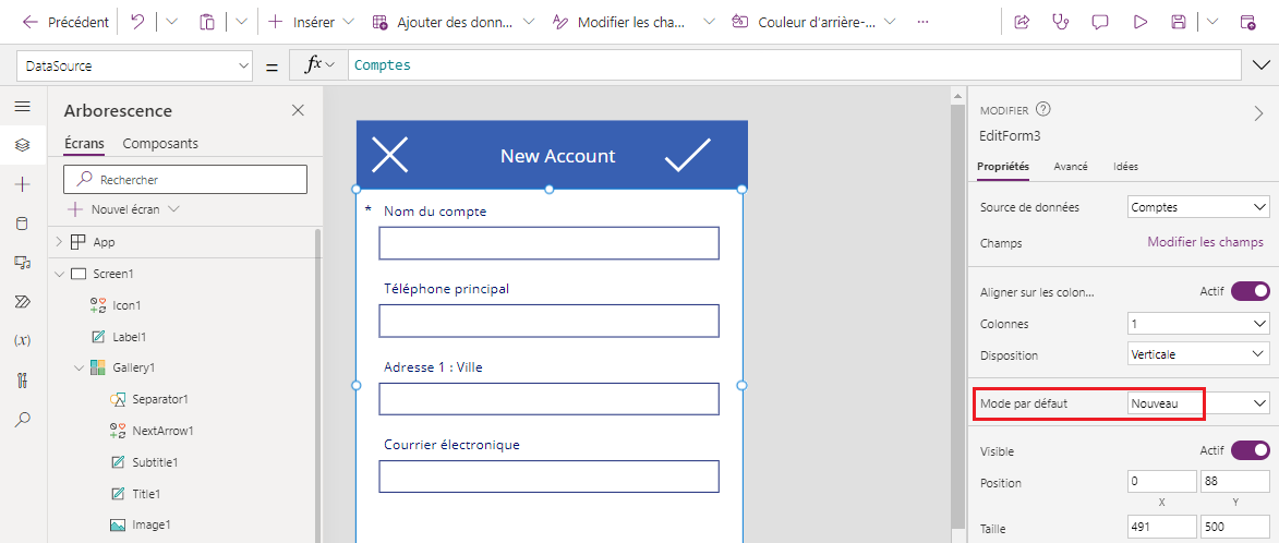 Mode de formulaire par défaut Mode de formulaire par défaut