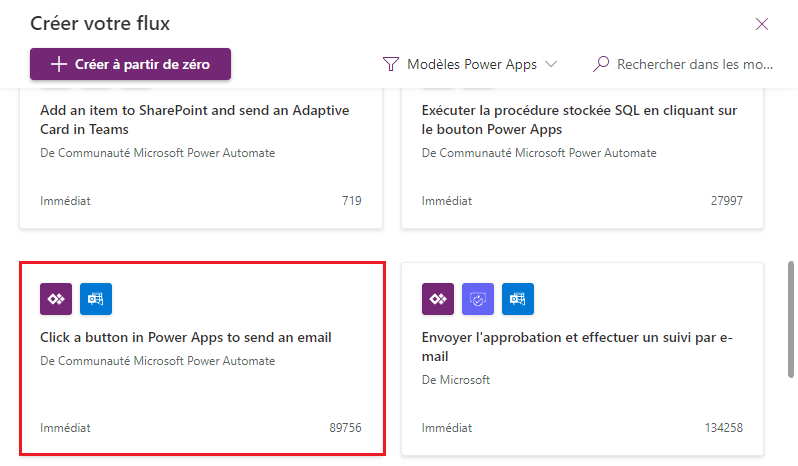 Sélectionner Cliquer sur un bouton dans Power Apps pour envoyer un email. Sélectionner le modèle Cliquer sur un bouton dans Power Apps pour envoyer un email.