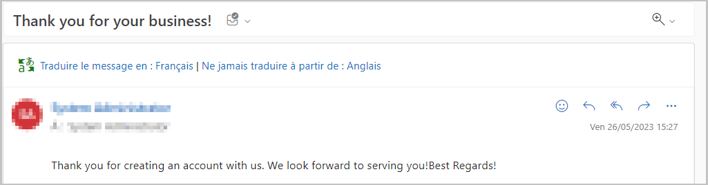 e-mail comme celui-ci devrait apparaître dans votre boîte de réception Un e-mail comme celui-ci devrait apparaître dans votre boîte de réception