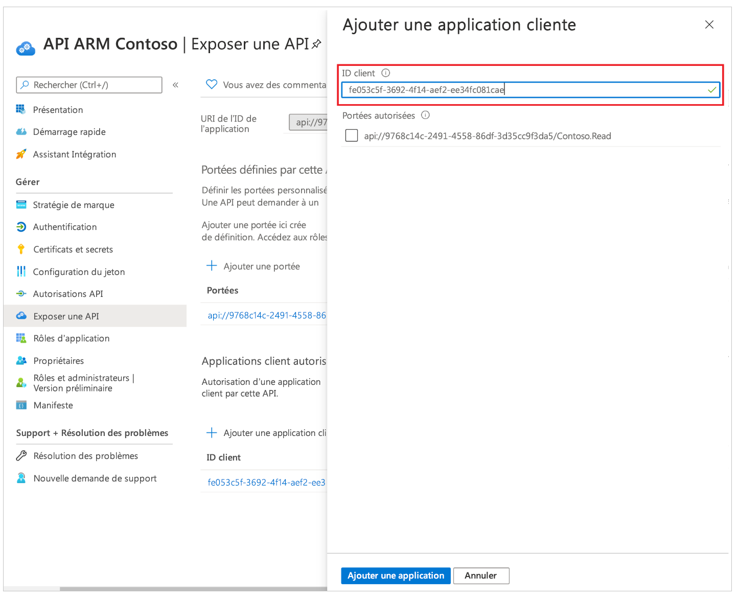 Préautoriser les connexions d’API Azure à l’API personnalisée 2