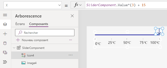 Composant de curseur utilisant une propriété d’entrée nommée value.