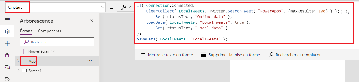 Formule pour charger les tweets.