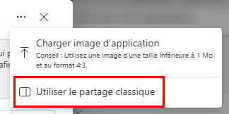 Partager l’application à l’aide du partage classique