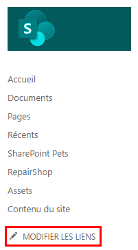 Modifier les liens vers le site SharePoint.