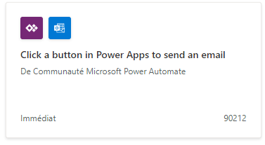 Capture d’écran montrant le modèle Cliquer sur un bouton dans Power Apps pour envoyer un email.