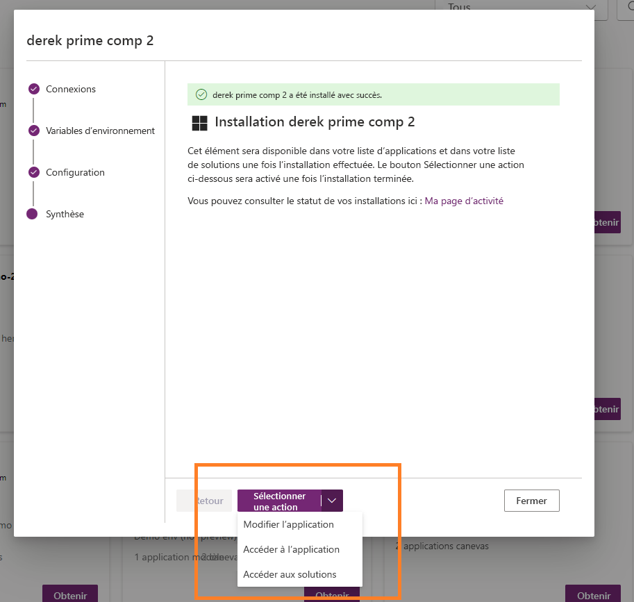 Options d’installation des éléments du catalogue