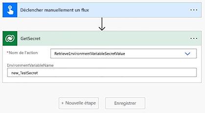 Configuration de flux instantané pour tester une clé secrète de variable d’environnement