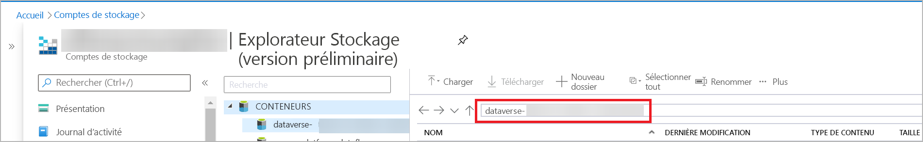 Trouvez le nom du conteneur de stockage Trouvez le nom du conteneur de stockage.