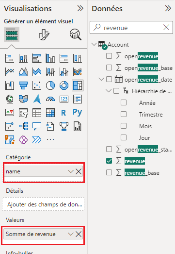 Recherchez et sélectionnez la colonne de revenu Recherchez et sélectionnez la colonne de revenu.
