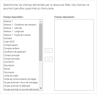 Propriétés de la dépendance de la ressource web.