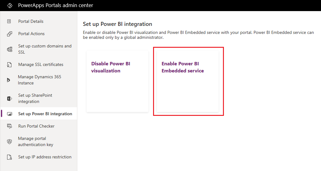 Activer le service Power BI Embedded.