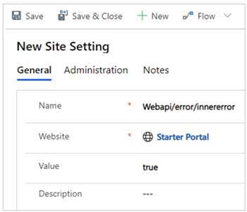 Activer le paramètre de site d’erreur interne de l’API Web. 