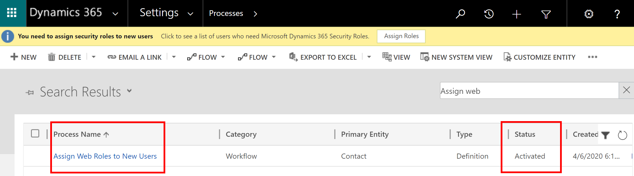 Assurez-vous que le processus est activé Assurez-vous que le processus est activé.