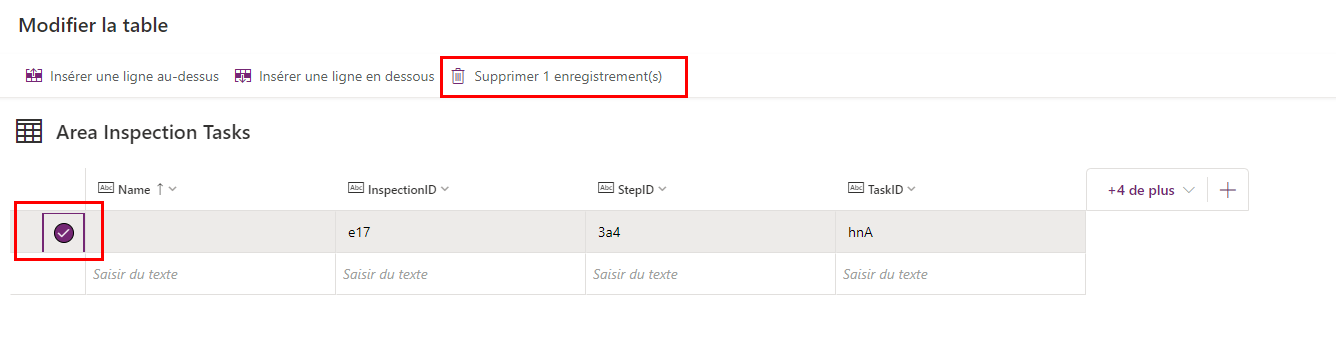 Delete rows (Supprimer les lignes) Supprimer les lignes.