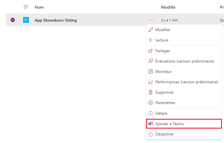 Ajouter à Teams.