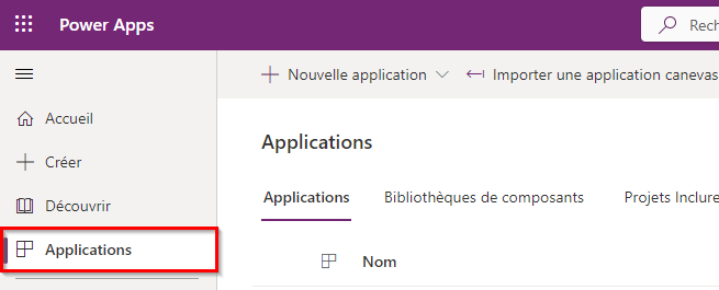 Afficher la liste des applications.