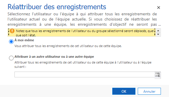 Réaffecter toutes les lignes à l’utilisateur ou à l’équipe.