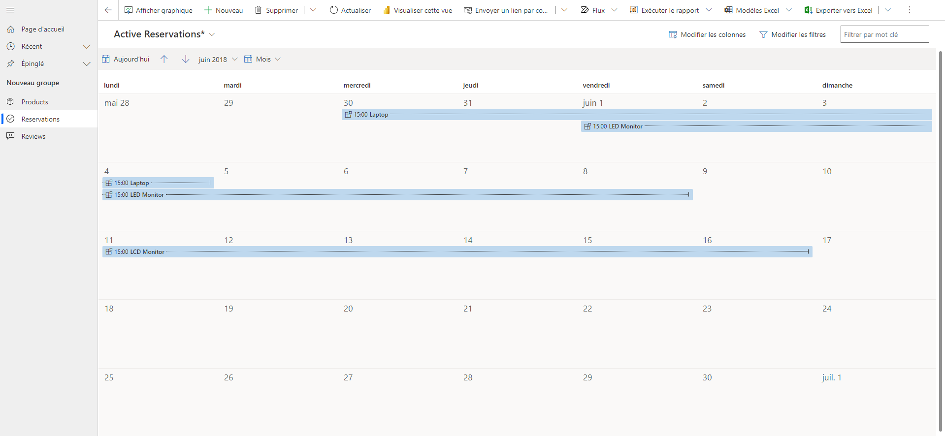 Vue par défaut du calendrier Vue par défaut du calendrier.