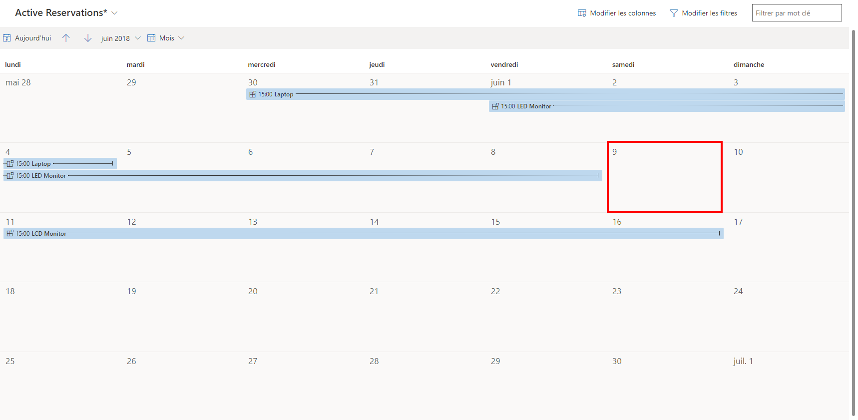 Sélectionnez une vignette de date dans la vue Mois Sélectionnez une vignette de date dans la vue Mois.