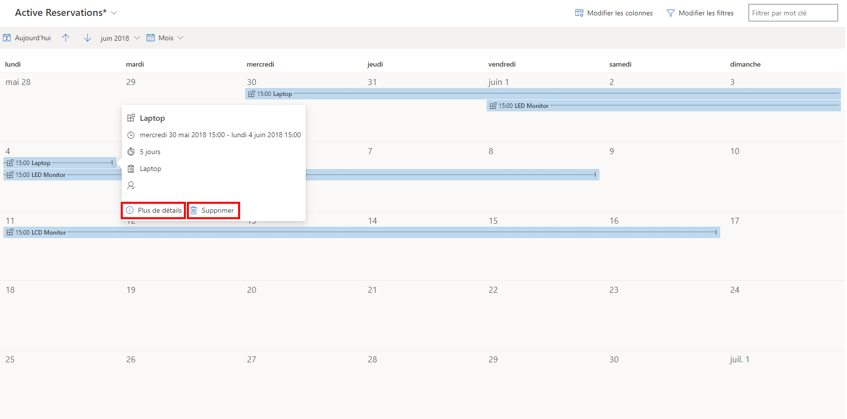 Détails d’un élément de calendrier Détails d’un élément de calendrier.