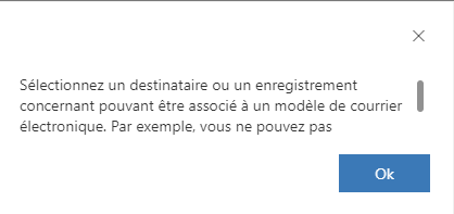 Message en cas d’absence du champ Destinataire ou Concernant Fenêtre de message en cas d’absence de champ Destinataire ou Concernant.