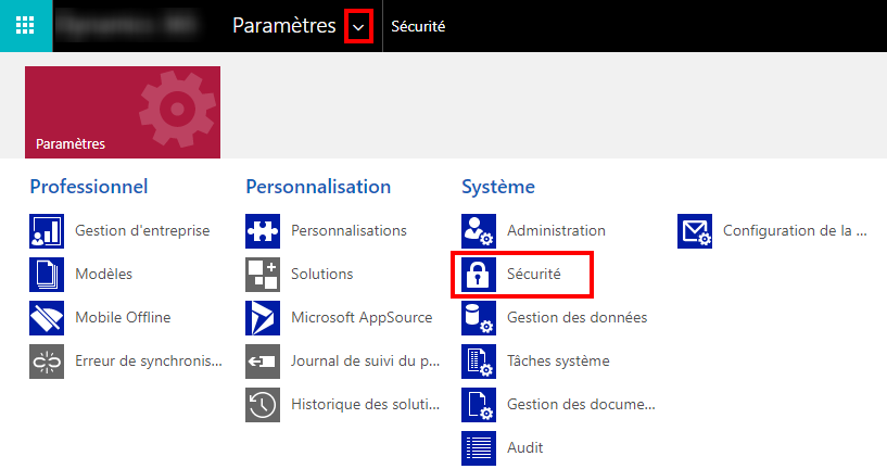 Accéder à la sécurité.