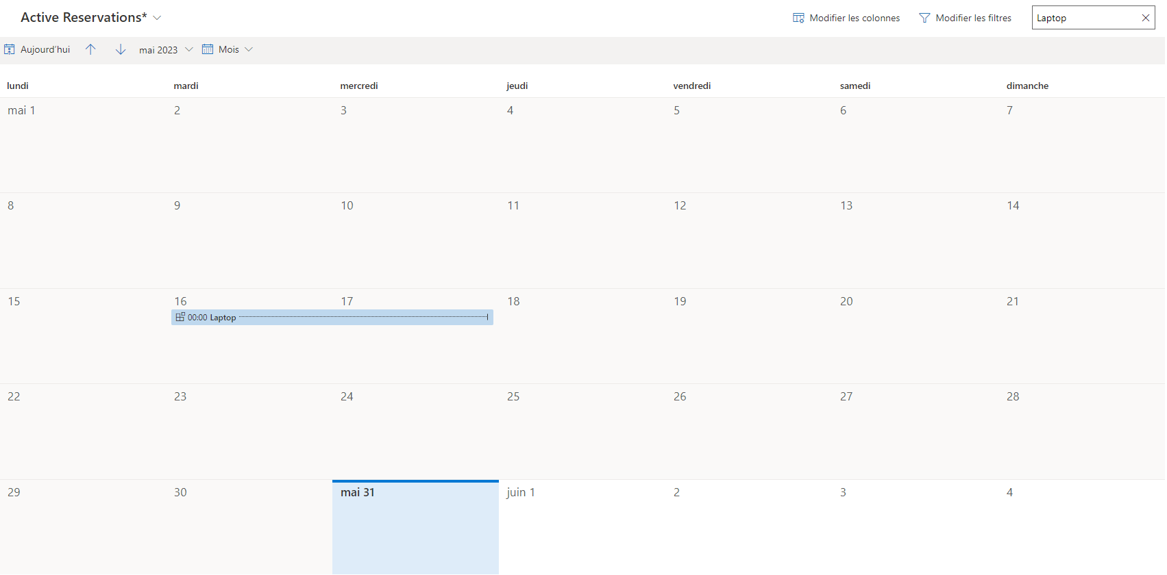 Utilisez un critère de recherche pour filtrer les lignes du calendrier Utiliser un critère de recherche pour filtrer les lignes du calendrier.