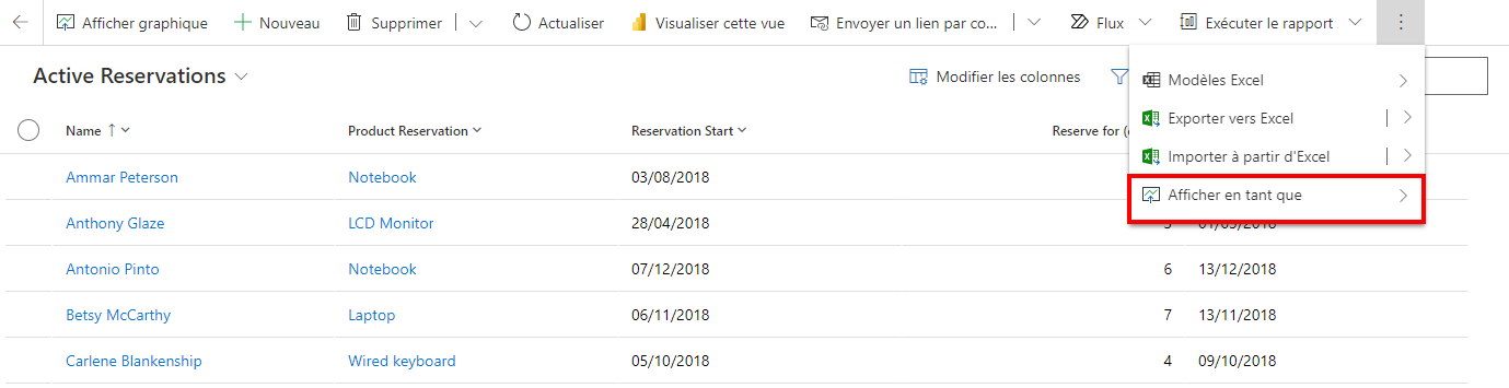Afficher la vue de calendrier Afficher la vue de calendrier.