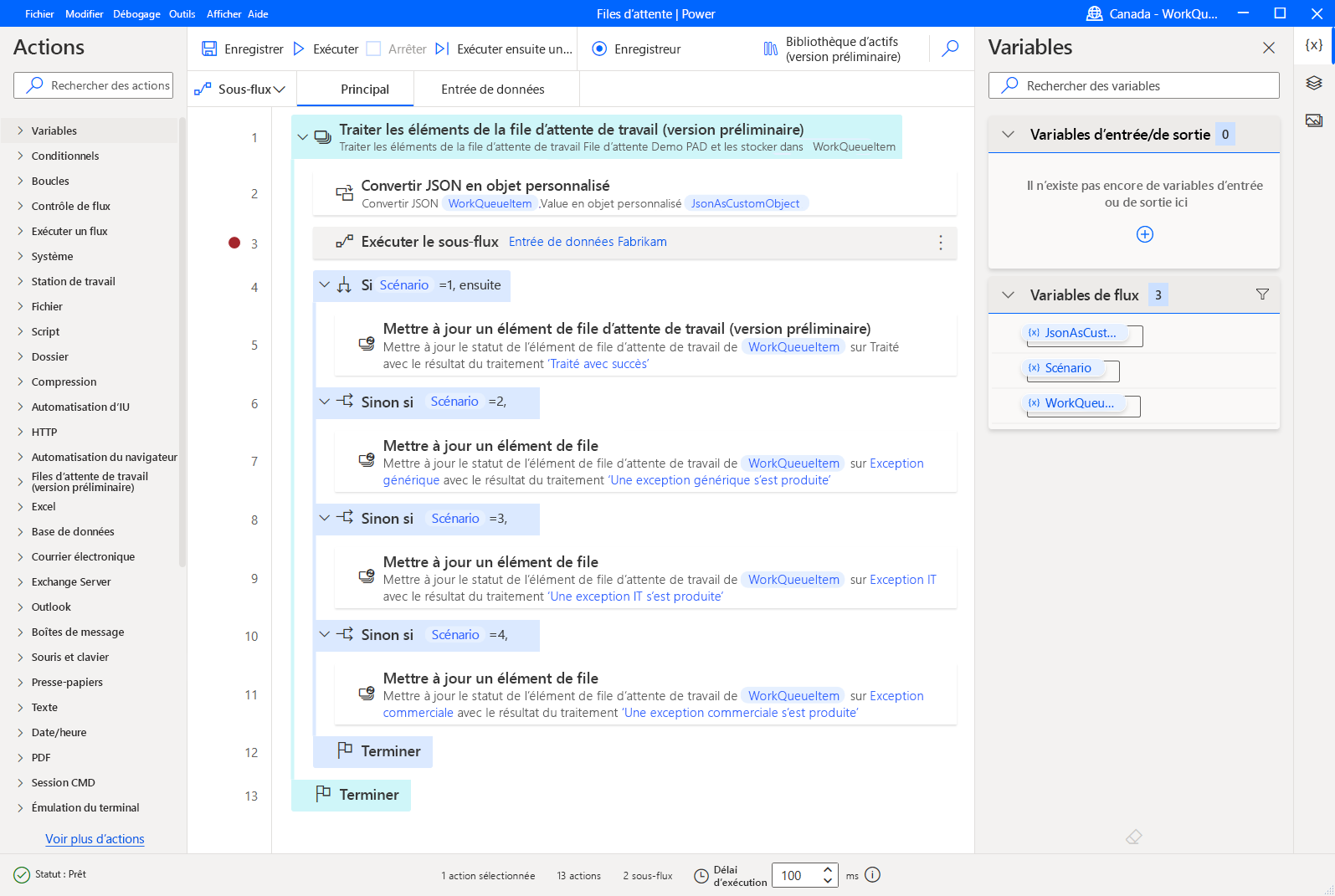 Capture d’écran du processus de flux de bureau utilisé pour ce didacticiel.