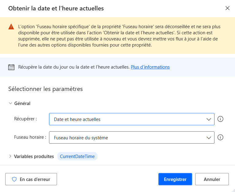 Exemple de capture d’écran de la capture de la date et de l’heure du système.