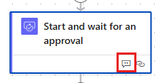 Capture d’écran d’une action avec une note dans le nouveau concepteur Power Automate.