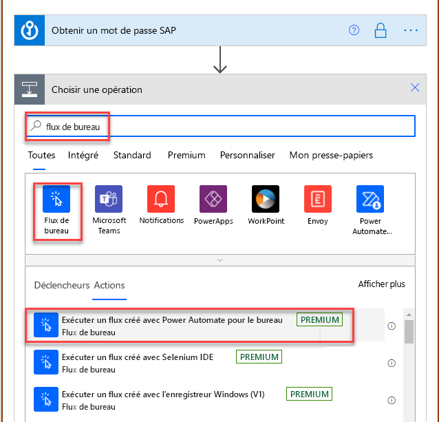 Capture d’écran de l’action Exécuter un flux généré à l’aide de Power Automate Desktop.