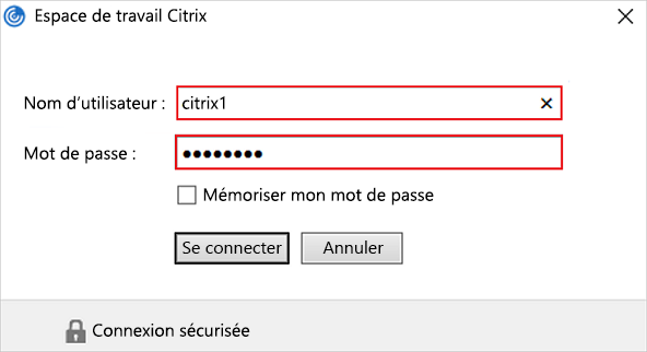 Entrez le mot de passe de l’application Citrix.