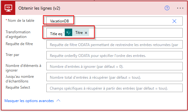 essayez d’obtenir l’élément à partir de la base de données de destination.