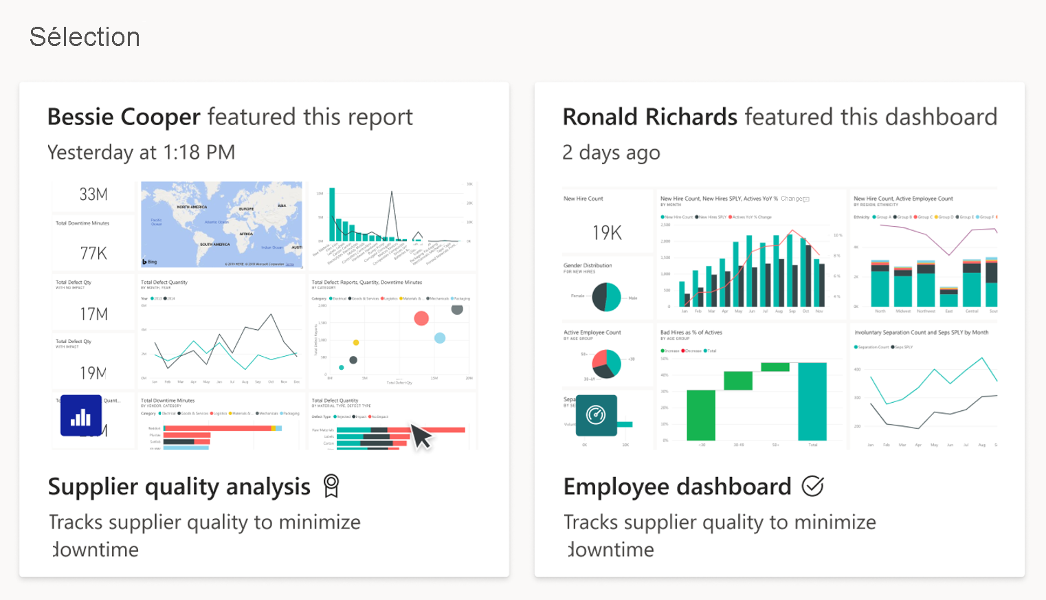 Power BI Featured content on Home