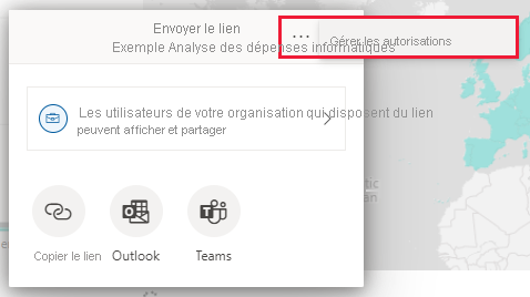 Capture d’écran montrant le filtre Gérer les autorisations.